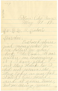 Letter from Mrs. Charles Donnegan to W. E. B. Du Bois