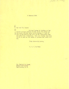 Letter from W. E. B. Du Bois to Alpha Phi Alpha Fraternity