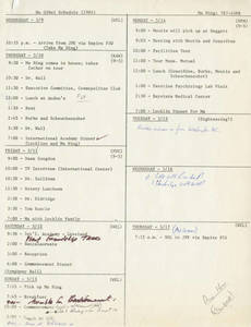 Schedule for visit of President Ma Qiwei for May 1984