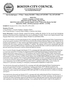 Committee on Public Safety meeting minutes, July 20, 2015