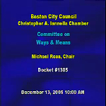 Committee on Ways and Means hearing recording, December 13, 2005