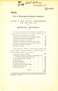 Report of the Medical Superintendent for the year 1911