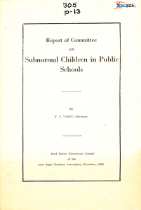 Report of Committee on subnormal children in public schools