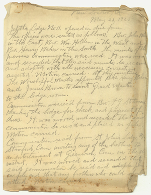 Minutes of Jephtha Lodge, No. 11, 1923 May 23