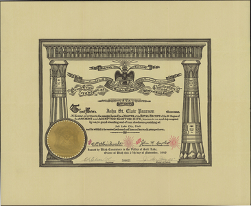32° certificate issued to John St. Clair Pearson, 1946 November 27