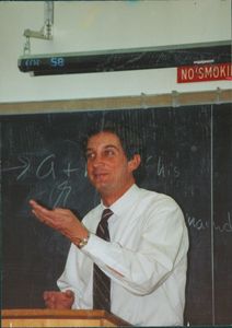 Suffolk University Prrofessor Barry Brown (Law) lecturing in a classroom