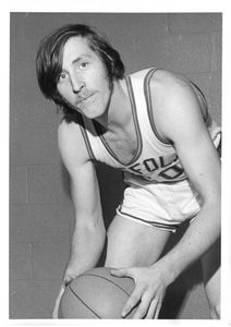 Suffolk University men's basketball player Chuck Barrett, 1974