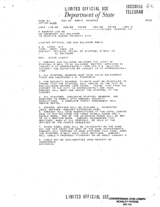 Department of State telegram regarding threat assessment to John Joseph Moakley and staff while in El Salvador and official travel guidelines, January 1990