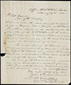 Letter from William Gibbs McNeill to T.B. Wales, January 19, 1835