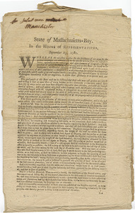 State of Massachusetts-Bay : In the House of Representatives, September 25, 1780. Whereas the necessary supplies for the subsistance of our army for the present campaign, are obtained only in the specific articles from the respective States...