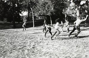 Students playing outdoor sports at Boston College