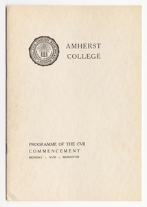 Amherst College Commencement program, 1928
