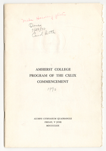 Amherst College Commencement program, 1970 June 5