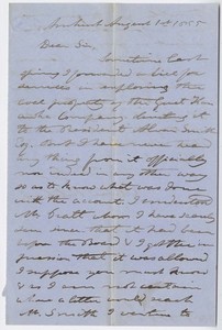 Edward Hitchcock letter to G. T. Bond, 1855 August 1