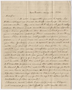Benjamin Silliman letter to Edward Hitchcock, 1838 August 18