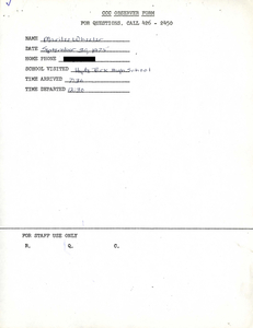 Citywide Coordinating Council daily monitoring report for Hyde Park High School by Marilee Wheeler, 1975 September 30
