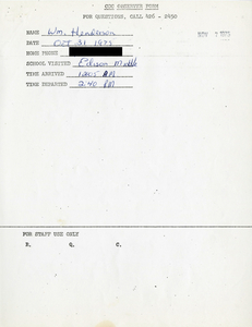 Citywide Coordinating Council daily monitoring report for Thomas A. Edison K8 School in Brighton by William Henderson, 1975 October 31