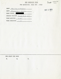 Citywide Coordinating Council daily monitoring report for Hyde Park High School by Marilee Wheeler, 1975 November 10