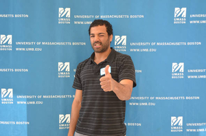 Luiz Rodrigues at the UMass Boston Mass. Memories Road Show