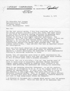 Letter from John A. Griffiths to Paul Tsongas
