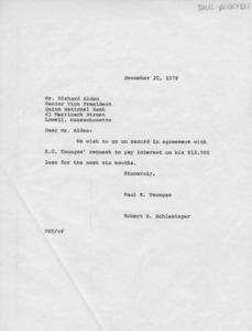 Letter to Mr. Richard Alden, from Paul E. Tsongas