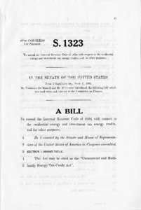 Bill to amend the Internal Revenue Code of 1954 with respect to residential energy and investment tax energy credits, S.1323