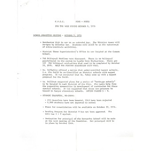 CWEC news notes for week ending October 8, 1976.