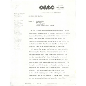 Press release, March 9, 1981.