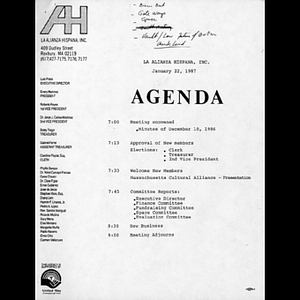 Meeting materials for January 22, 1987.