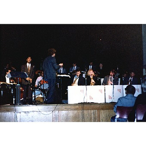 Harvard Jazz Band performing with members of Mario Bauza's band.