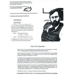 Robert Salomon Morton Memorial Lecture flyer, 1996.