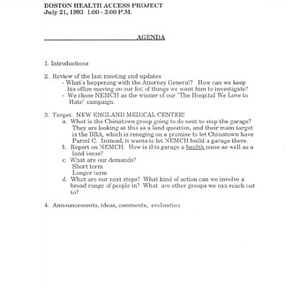 Correspondence and memorandum related to the Boston Health Access Project
