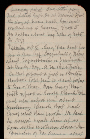 Thomas Lincoln Casey Notebook, October 1891-December 1891, 05, Sunday Oct 4