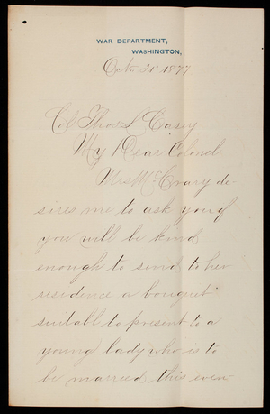 W. W. Gellatt to Thomas Lincoln Casey, October 31, 1877