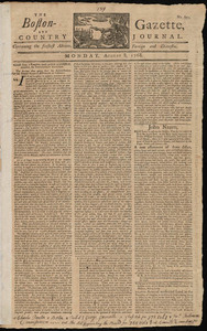 The Boston-Gazette, and Country Journal, 8 August 1768
