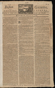 The Boston-Gazette, and Country Journal, 22 August 1768