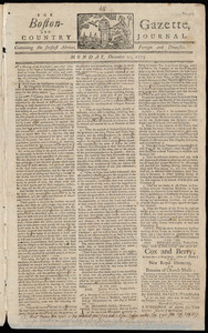 The Boston-Gazette, and Country Journal, 20 December 1773