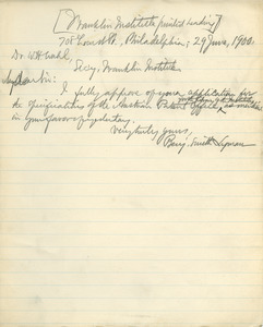 Letter from Letter from Benjamin Smith Lyman to William H. Wahl