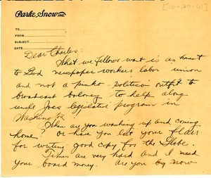 Letter from Charles A. Whipple to Charles L. Whipple