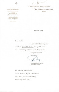 Letter from Rudolph Bares Jr. to Mark H. McCormack
