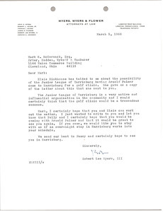 Letter from Robert Lee Myers, III to Mark H. McCormack