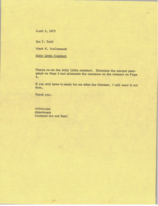 Memorandum from Mark H. McCormack to Ian T. Todd