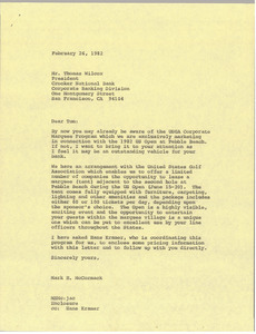 Letter from Mark H. McCormack to Thomas Wilcox