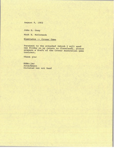 Memorandum from Mark H. McCormack to John S. Oney