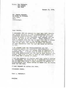 Letter from Mark H. McCormack to Jackie Stewart