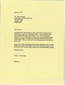 Letter from Mark H. McCormack to Kerry Packer