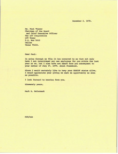 Letter from Mark H. McCormack to Paul Thayer