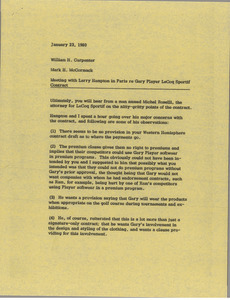 Memorandum from Mark H. McCormack to William H. Carpenter