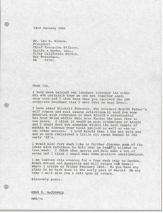 Letter from Mark H. McCormack to Ian R. Wilson