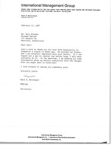 Letter from Mark H. McCormack to Gary Blonder